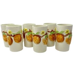 Napcoware Ceramic Orange Juice Tumblers Mid-Century Japan Set of 6 Vintage